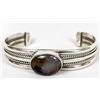 Image 1 : Navajo Silver Agate Cuff Bracelet HY Hallmark