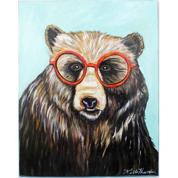 Acrylic Painting of Educated Bear by Kills Thunder