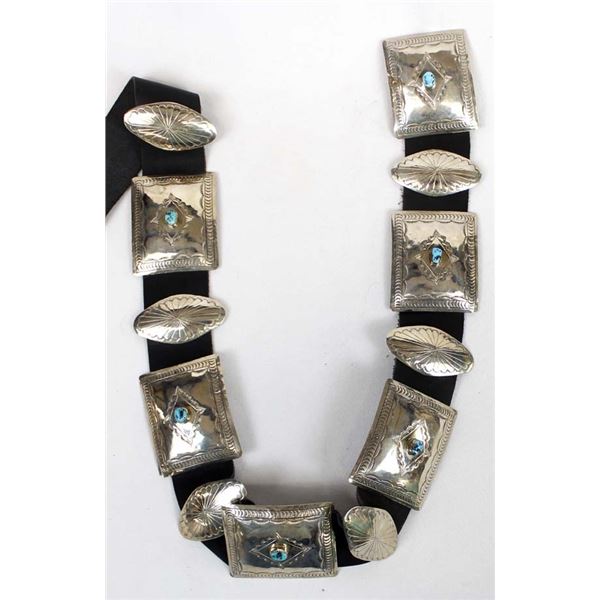 Navajo German Silver Rectangular Concho Belt