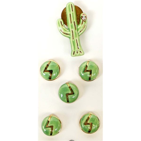 22 Carat Fired Gold & Ceramic Button Cover Set