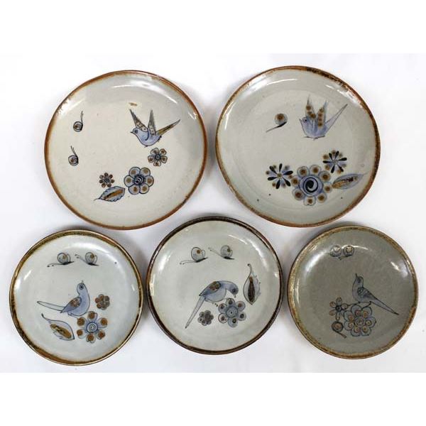 5 Tonala Plates by Ceramist Ken Edwards