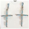 Image 1 : Zuni Sterling Needlepoint Turquoise Earrings