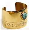 Image 4 : Santo Domingo Gold Filled Turquoise Cuff Bracelet