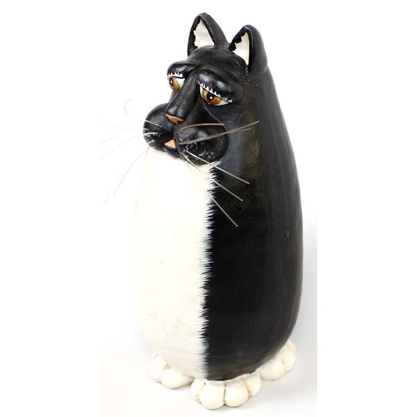 Hand Carved Hand Painted Wooden Cat
