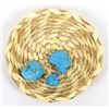 Image 1 : Tahona Oodham Mini Basket w/3 Turquoise Nuggets