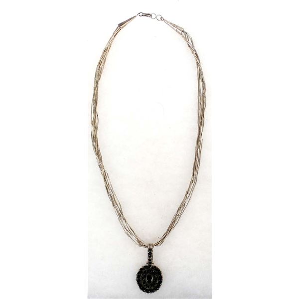Navajo Sterling Onyx Pendant Necklace