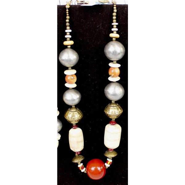 Large One of a Kind Greek Bead & Bone Necklace