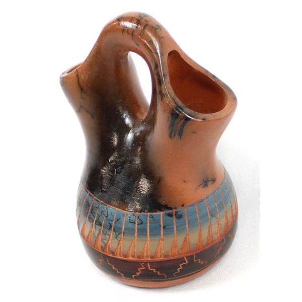 Navajo Horse Hair Etched and Painted Wedding Vase