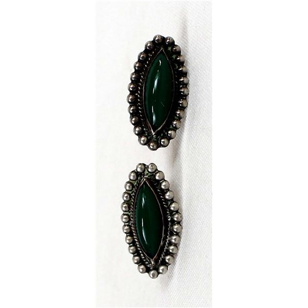 Old Pawn SSilver Green Turquoise Screwback Earrings