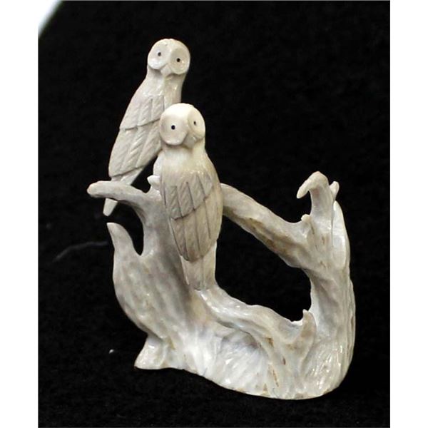 Zuni Carved Antler Owl Family Fetish by R. Najera