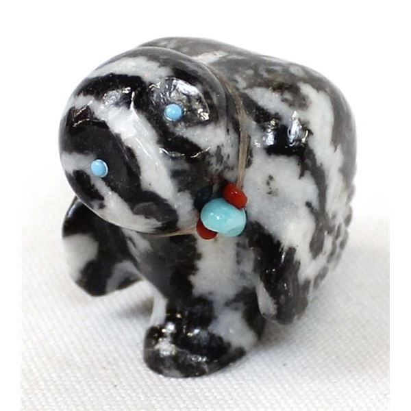 Zuni Zebra Stone Owl Fetish by Jeffery Tsalabutie