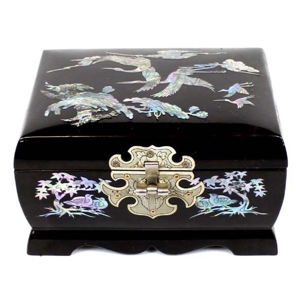Abalone Shell Inlay Jewelry Box With Key