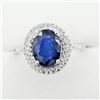 Image 1 : Sterling Silver Genuine Sapphire & Cubic Zirconia Cocktail Ring