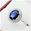 Image 2 : Sterling Silver Genuine Sapphire & Cubic Zirconia Cocktail Ring