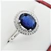 Image 3 : Sterling Silver Genuine Sapphire & Cubic Zirconia Cocktail Ring
