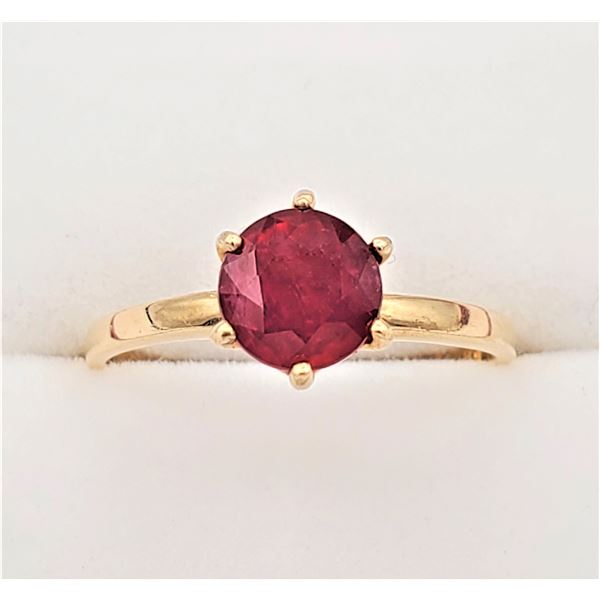Yellow Gold Ruby Solitaire Ring