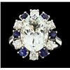 Image 2 : 4.96 ctw Aquamarine, Sapphire and Diamond Ring - 14KT White Gold