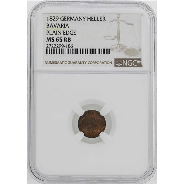 1829 Germany Bavaria Heller Coin NGC MS65RB