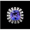 Image 2 : GIA Cert 11.86 ctw Tanzanite and Diamond Ring - 14KT White Gold