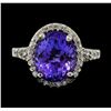 Image 2 : 5.65 ctw Tanzanite and Diamond Ring - 14KT White Gold