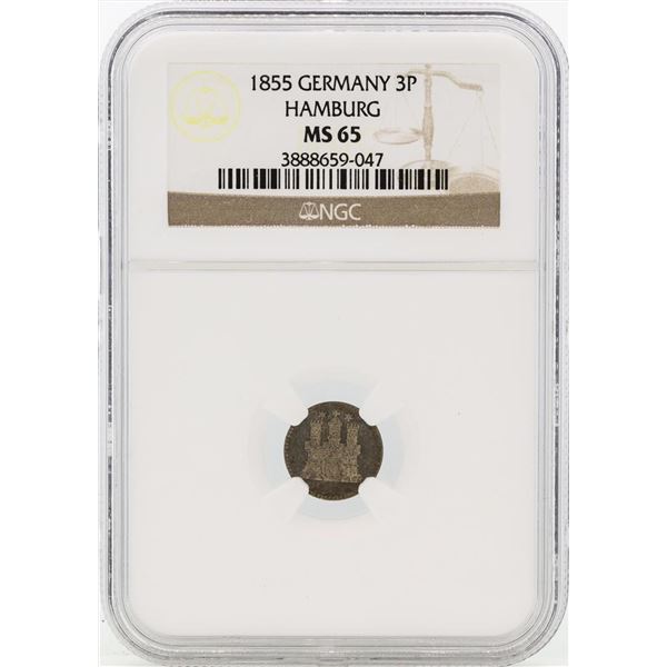 1855 Germany Dreilling Coin NGC MS65
