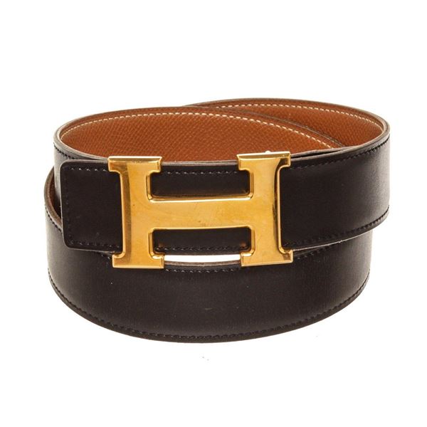 Hermes Black Leather Constance Belt