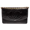 Image 1 : Chanel Vintage Black Patent Leather Timeless WOC Wallet On Chain Bag
