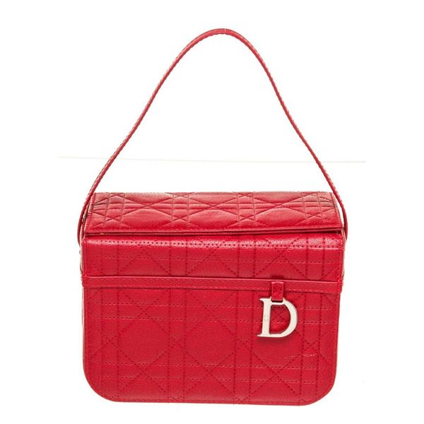 Christian Dior Red Lambskin Leather Mini Vanity Bag