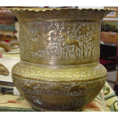 Turkish Victorian Brass Urn Vase Planter