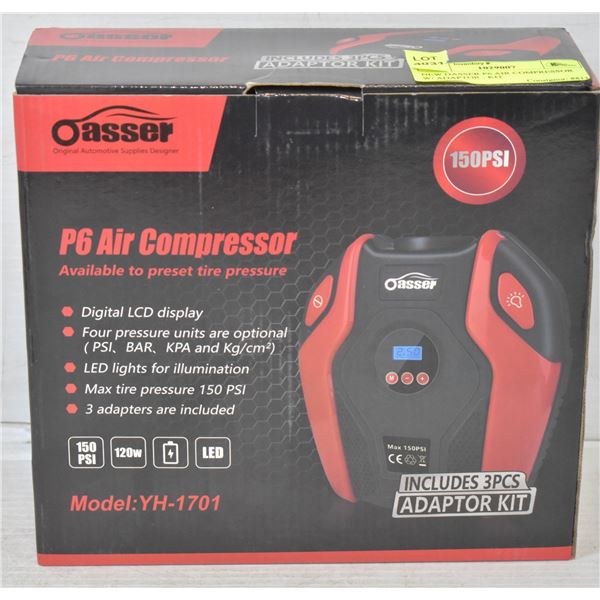 NEW OASSER P6 AIR COMPRESSOR W/ ADAPTOR - KIT