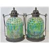 Image 1 : PAIR OF GLASS MOSAIC TEA LIGHT LANTERNS