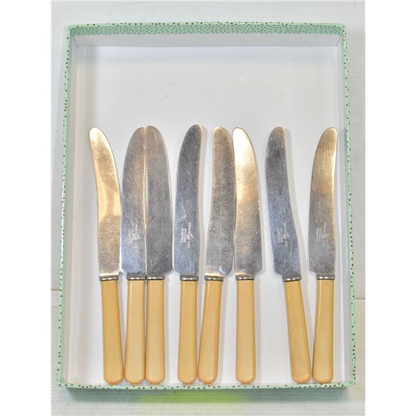 SET OF 8 VINTAGE "BONE-HANDLED" KNIVES