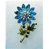 Image 1 : 9)  RHINSTONE AND ENAMEL FLOWER BROOCH