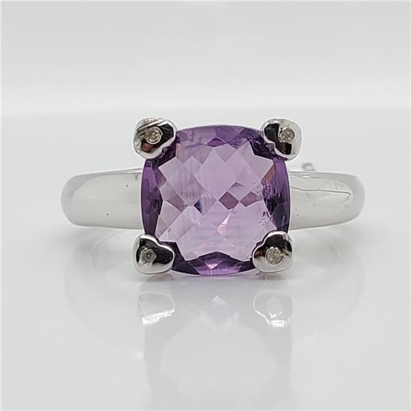 EC129-136 SILVER BRAZIL AMETHYST(4.15CT) DIAMOND(0