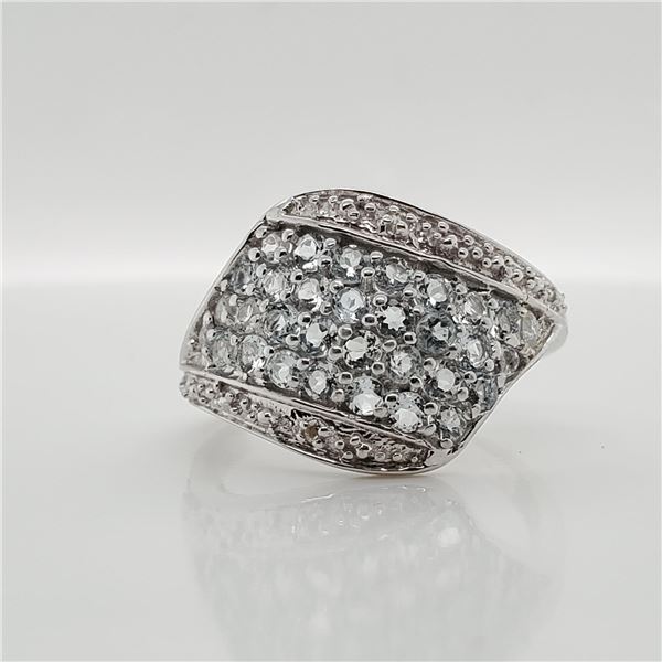 EC129-123 SILVER AQUAMARINE & WHITE TOPAZ(1.9CT) R