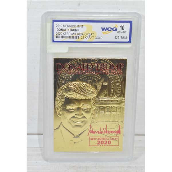 WCG GRADED 10 MINT 23KT GOLD DONALD TRUMP