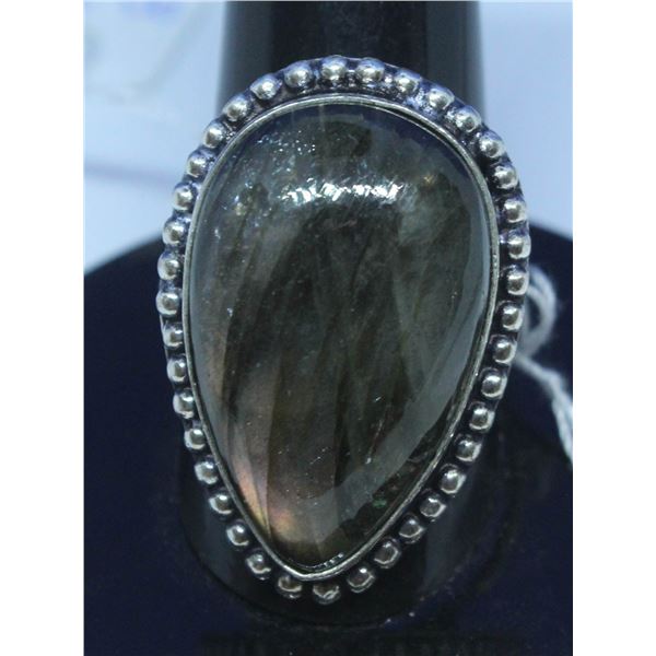 #87-NATURAL FIRE LABRADORITE RING SIZE 8.5
