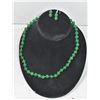 Image 1 : #36- GREEN EMERALD BEAD NECKLACE & EARRINGS
