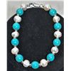 Image 1 : #14-FRESH WATER PEARL/BLUE TOURQUOISE BRACELET