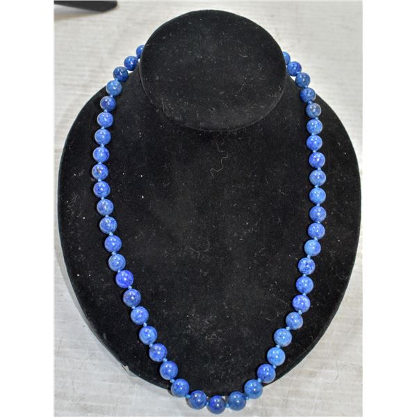 #276-NATURAL BLUE LAPIS LAZULI BEAD NECKLACE 20"