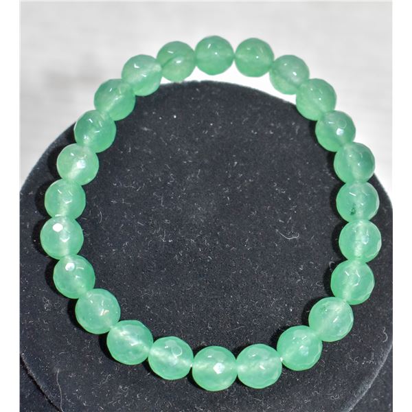 #320-GENUINE GREEN EMERALD BEAD BRACELET 7.5"