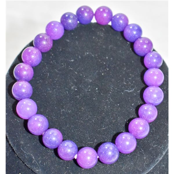 #284-NATURAL PURPLE SUGILITE BEAD BRACELET 7.5"