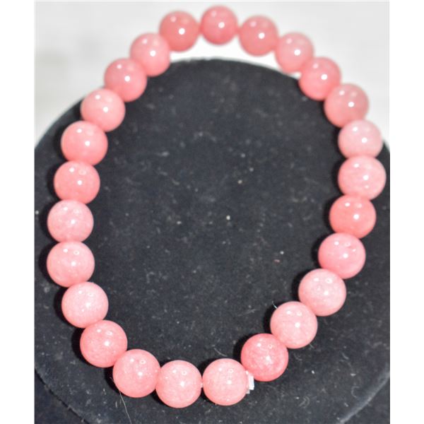 #281-NATURAL RHODOCHROSITE BEAD BRACELET 7.5"