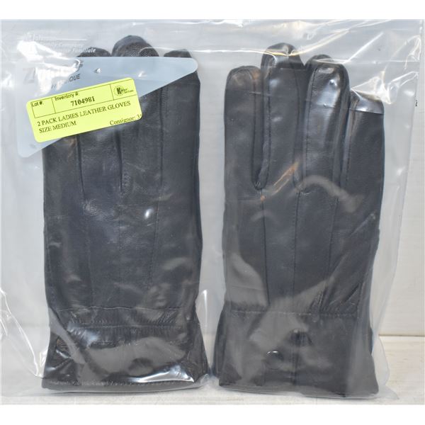 2 PACK LADIES LEATHER GLOVES SIZE MEDIUM