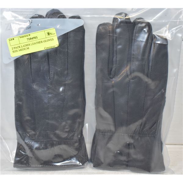 2 PACK LADIES LEATHER GLOVES SIZE MEDIUM