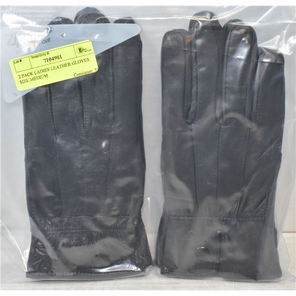 2 PACK LADIES LEATHER GLOVES SIZE MEDIUM