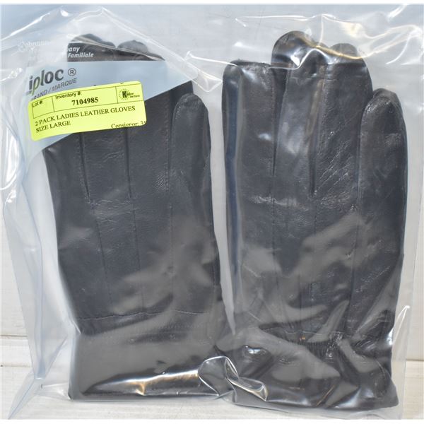 2 PACK LADIES LEATHER GLOVES SIZE LARGE