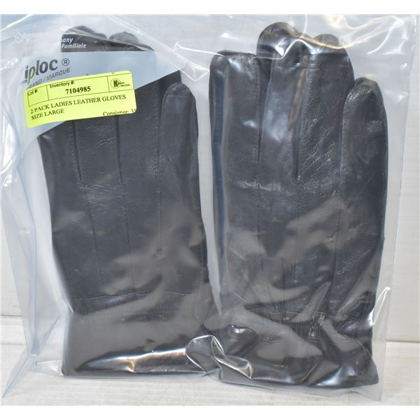 2 PACK LADIES LEATHER GLOVES SIZE LARGE