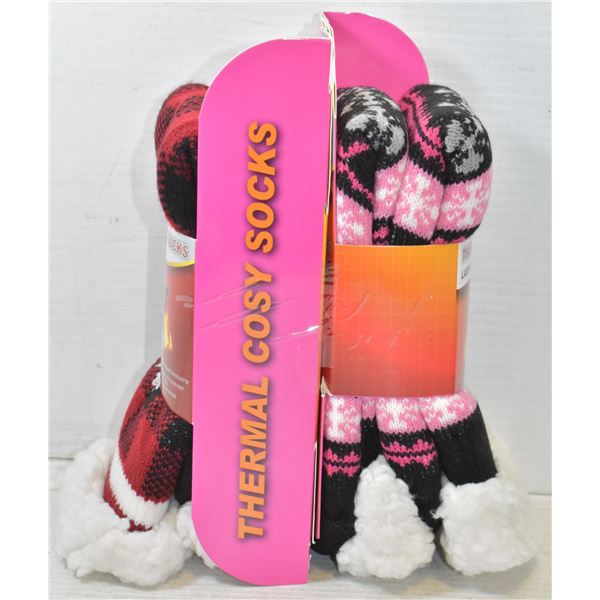 2 PACK HEAT WAVE COZY SLIPPER SOCKS LADIES