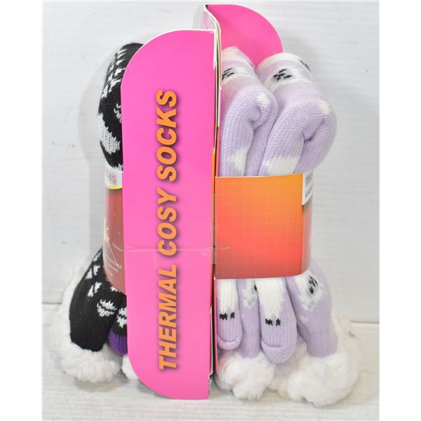 2 PACK HEAT WAVE COZY SLIPPER SOCKS LADIES